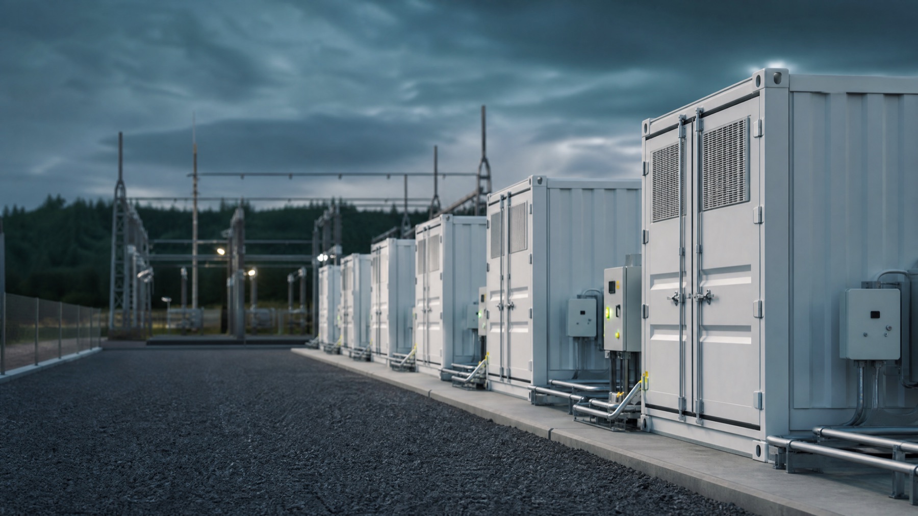 Containerized energy storage installed at an industrial facility